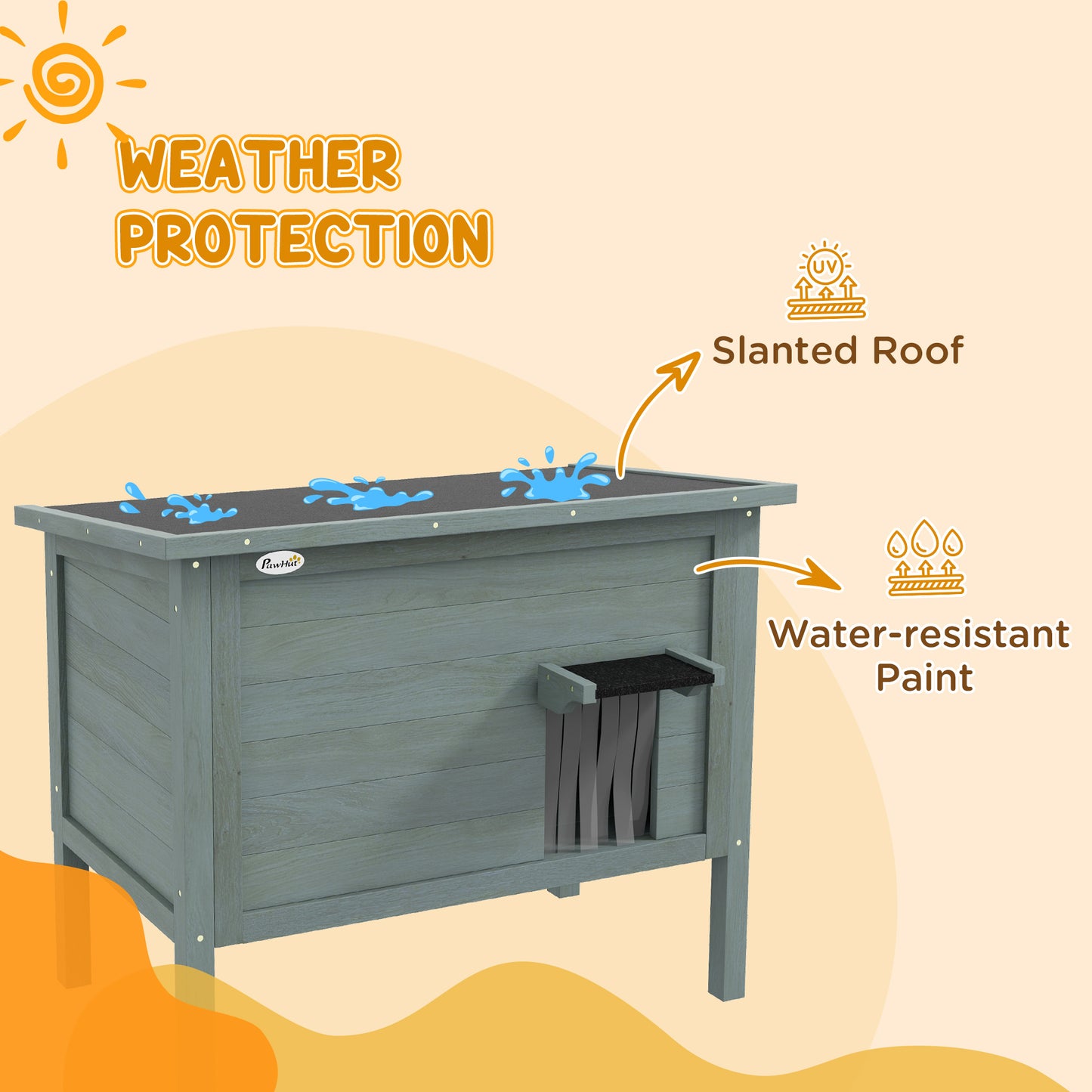 PawHut Feral Cat House Wooden Insulated with Removable Floor, Waterproof Openable Roof Charcoal Grey