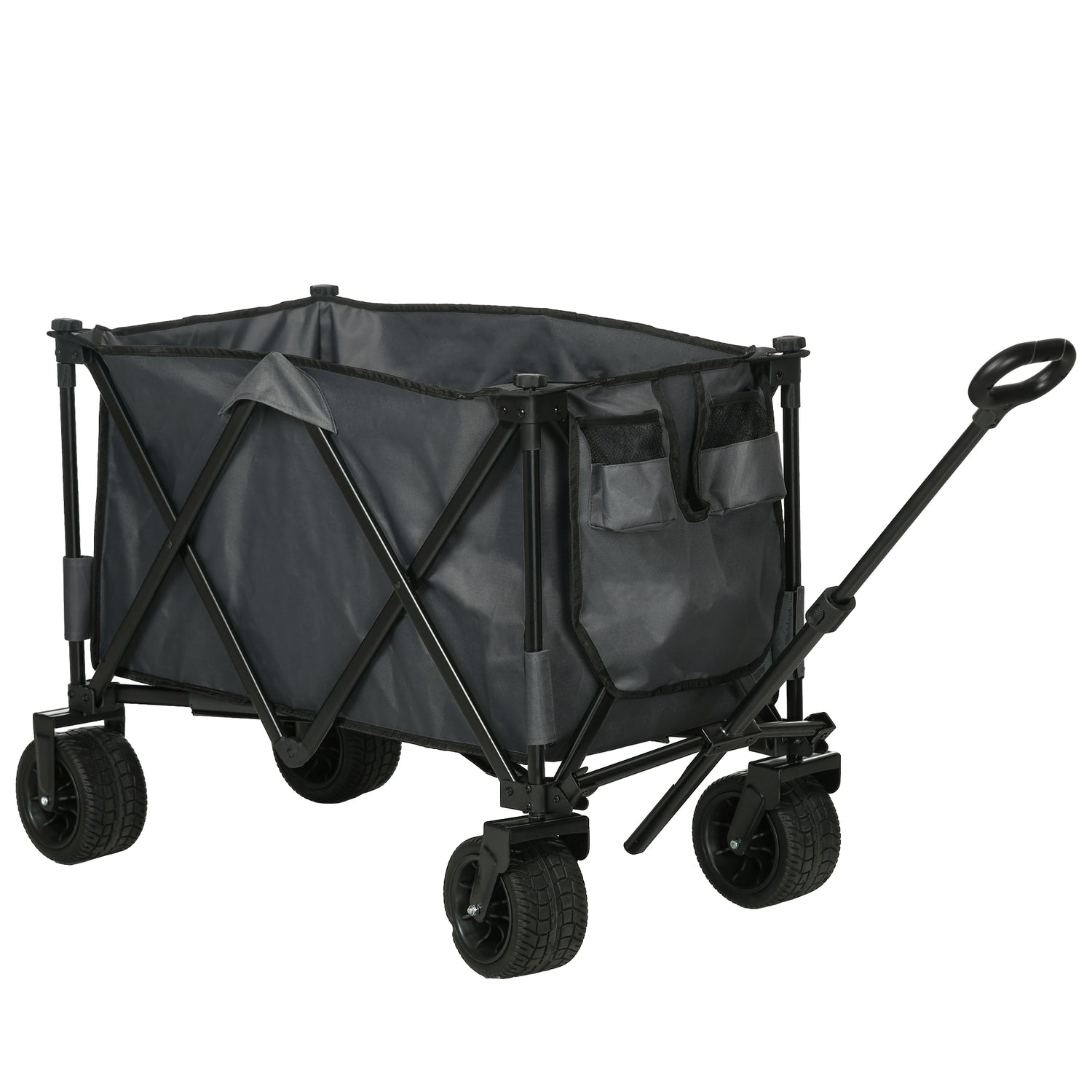 Outsunny Folding Wagon Garten Cart Foldable Camping Trolley Steel Oxford