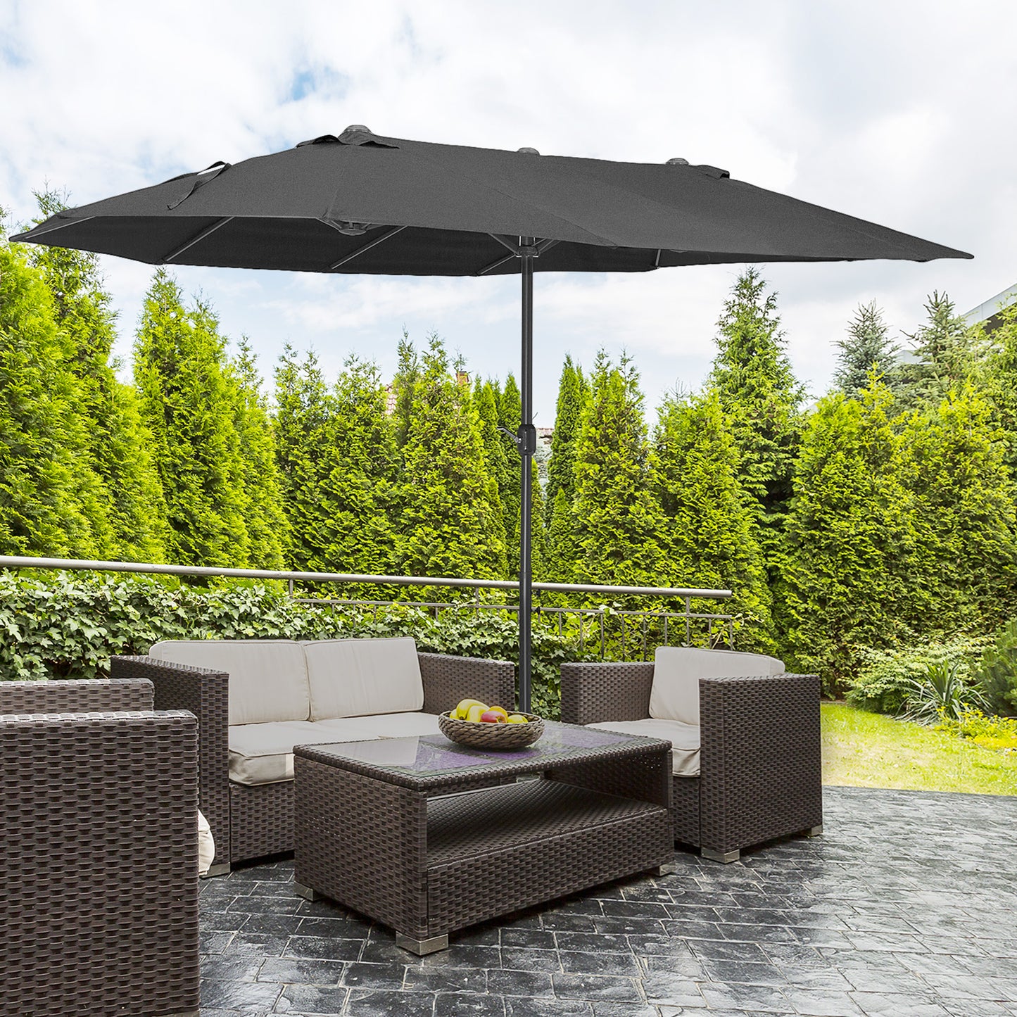 Outsunny 4.6m DoubleSided Patio Parasol Sun UmbrellaBlack mhstar.co.uk