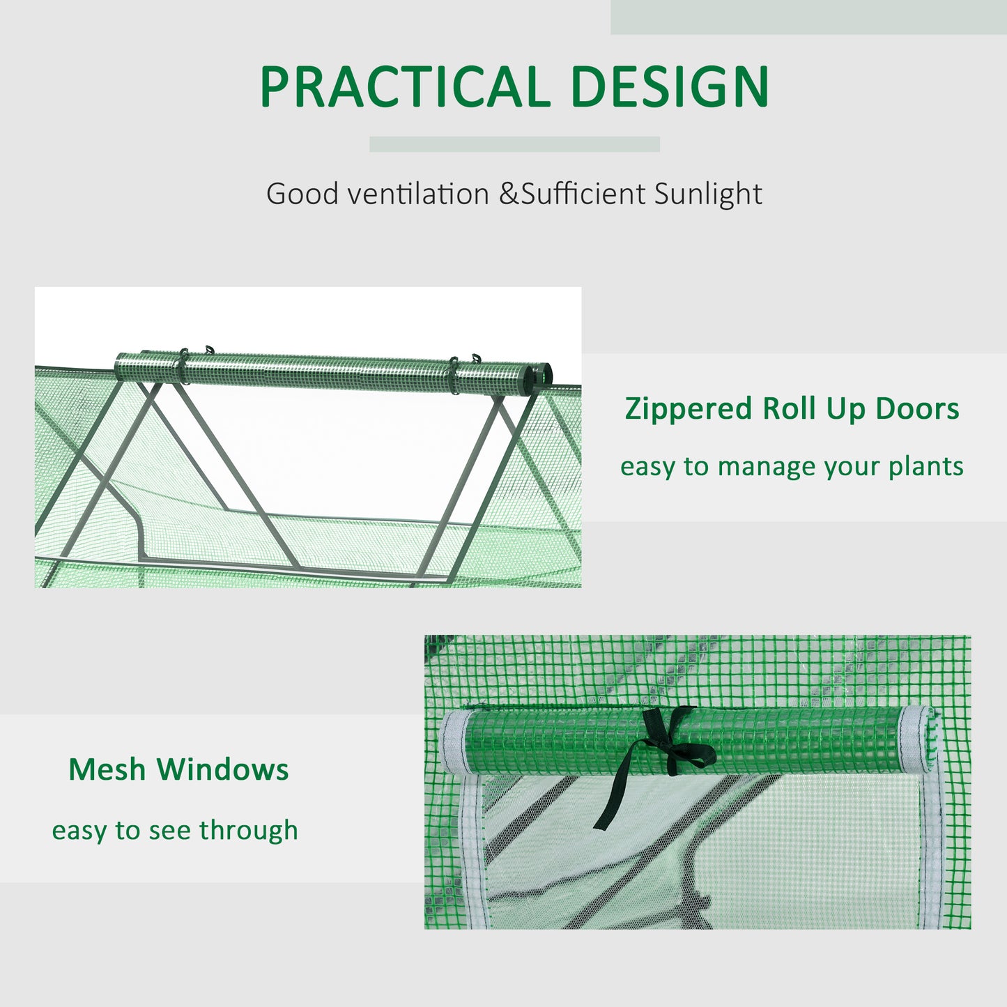 Outsunny Mini Greenhouse Portable Garden Small Greenhouse with Zipped Windows and Door 180 x 140 x 80cm Dark Green