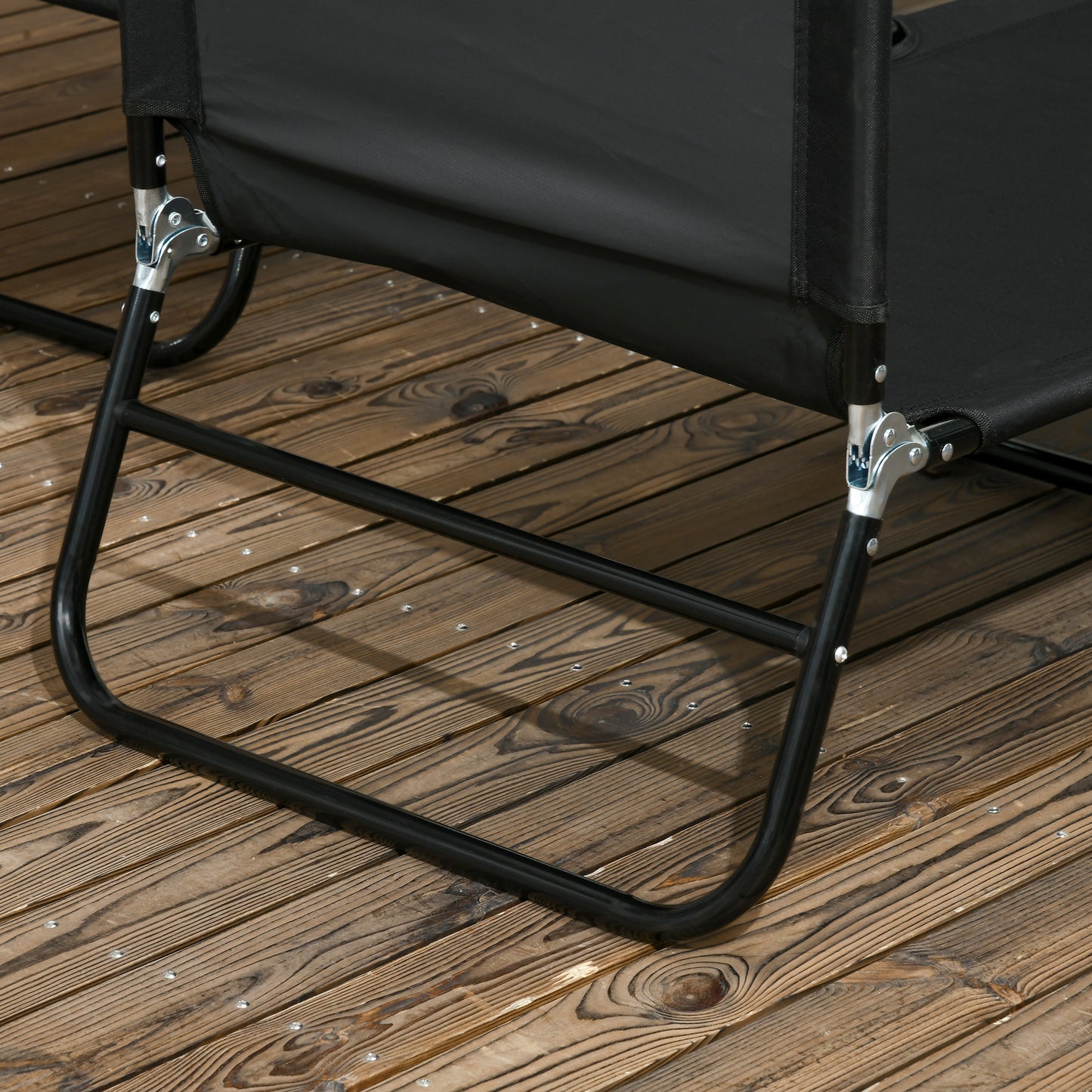 Outsunny Folding Sun Loungers Set of 2, Outdoor Day Bed with Reclining Back, Steel Recliner Garden Chairs with Breathable Mesh for Beach, Patio, Black