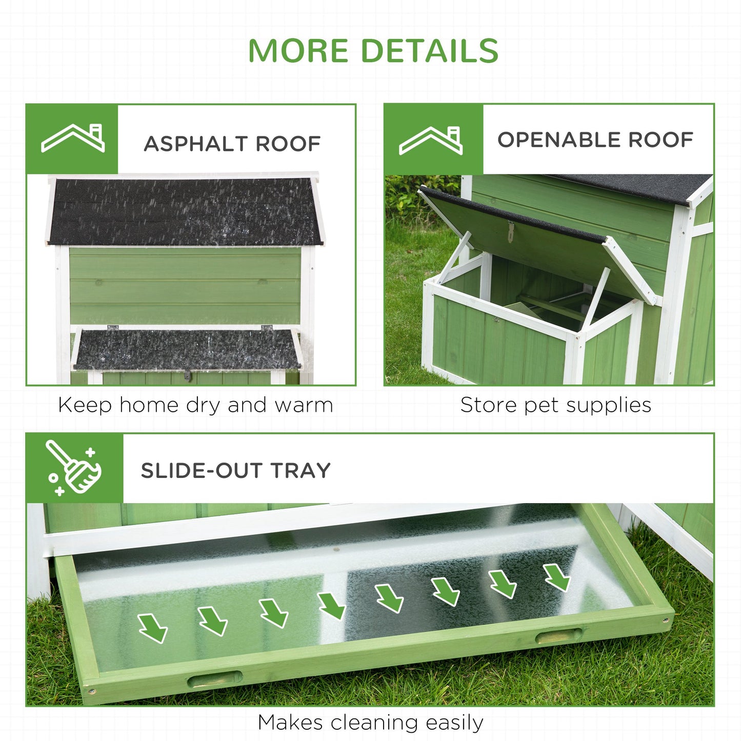 PawHut Chicken Coop with Outdoor Run, Chicken Run with Nesting Box, Wooden Poultry Cage with Removable Tray, Openable Roof and Lockable Doors, 210 x 108 x 100cm