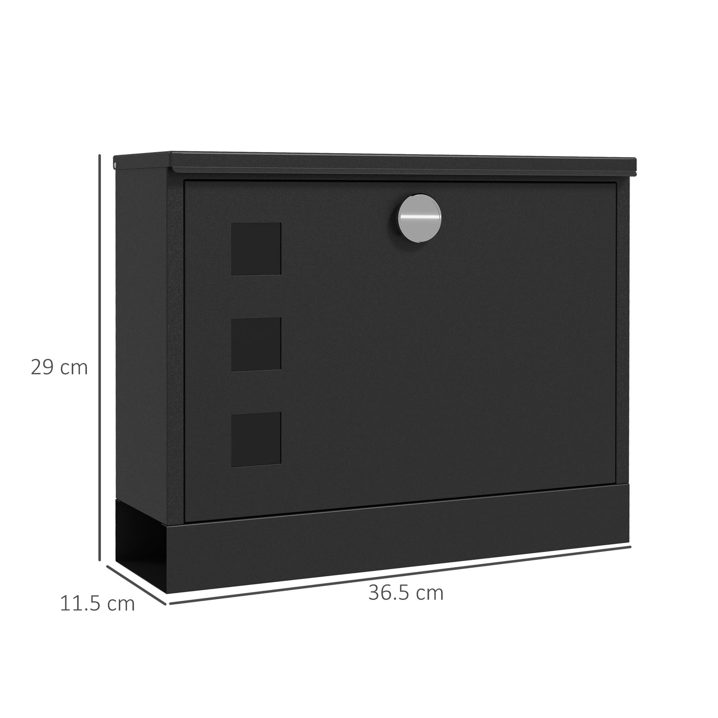 HOMCOM Wall Mounted Letterbox Weatherproof Post Box Modern Mailbox with 2 Keys and Viewing Windows Easy to Install