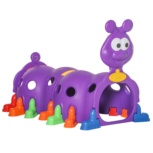 Outsunny Kids Play Tunnel, Caterpillar Crawling Tunnel, for Ages 3-6 Years - Purple