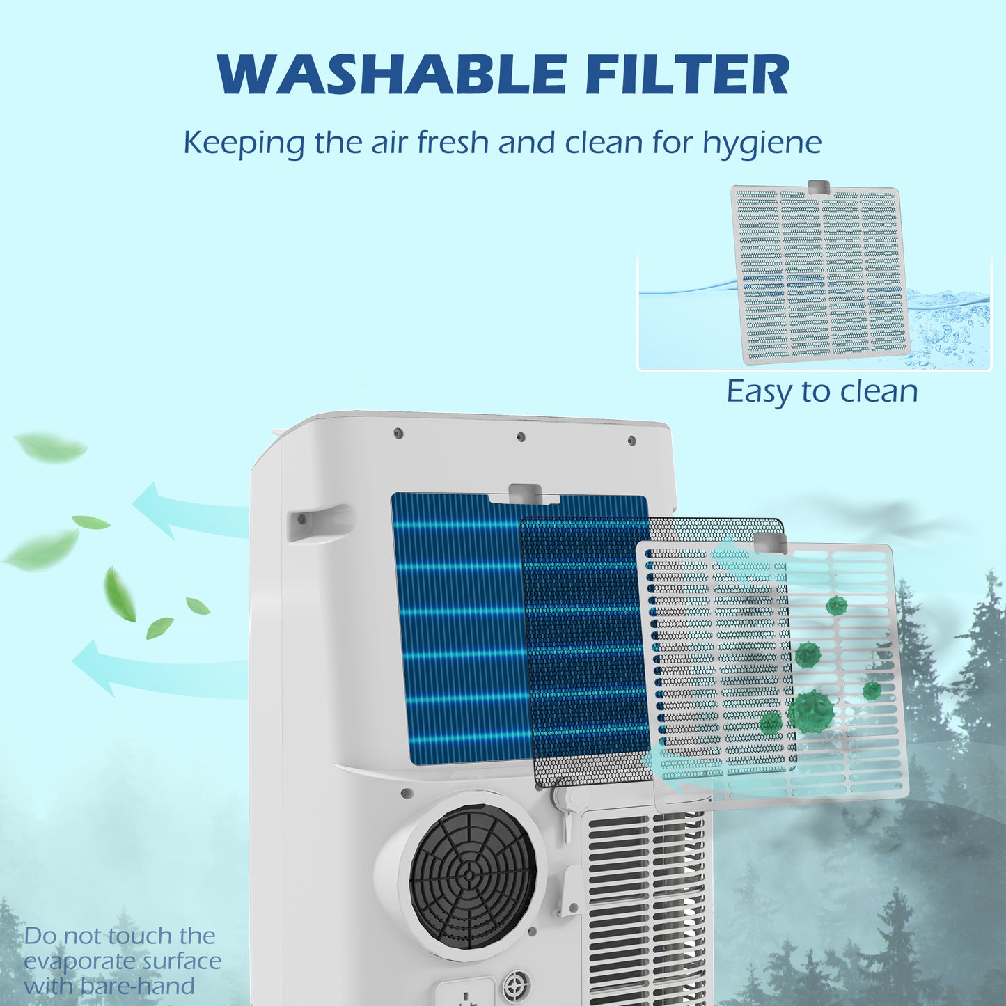 HOMCOM 14,000 BTU Mobile Air Conditioner, 35m², Smart Home WiFi, with Dehumidifier, Fan, 24H Timer, Window Kit, White
