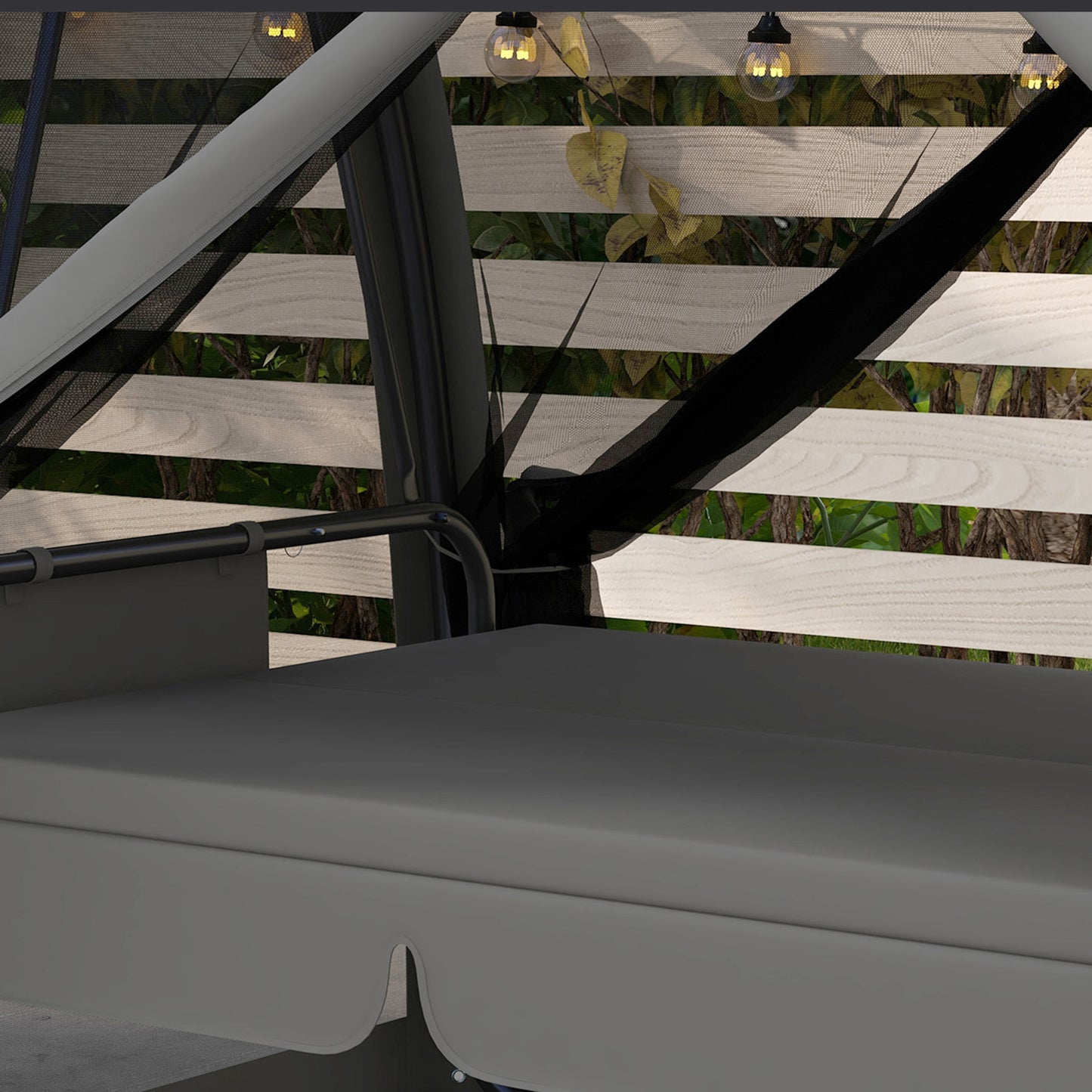 Outsunny 3 Seater Swing Chair 2 in 1 Garden Swing Seat Bed Convertible Outdoor Rocking Bench Bed with Water-Resistant Roof, Zipped Door and Mosquito Netting, Grey