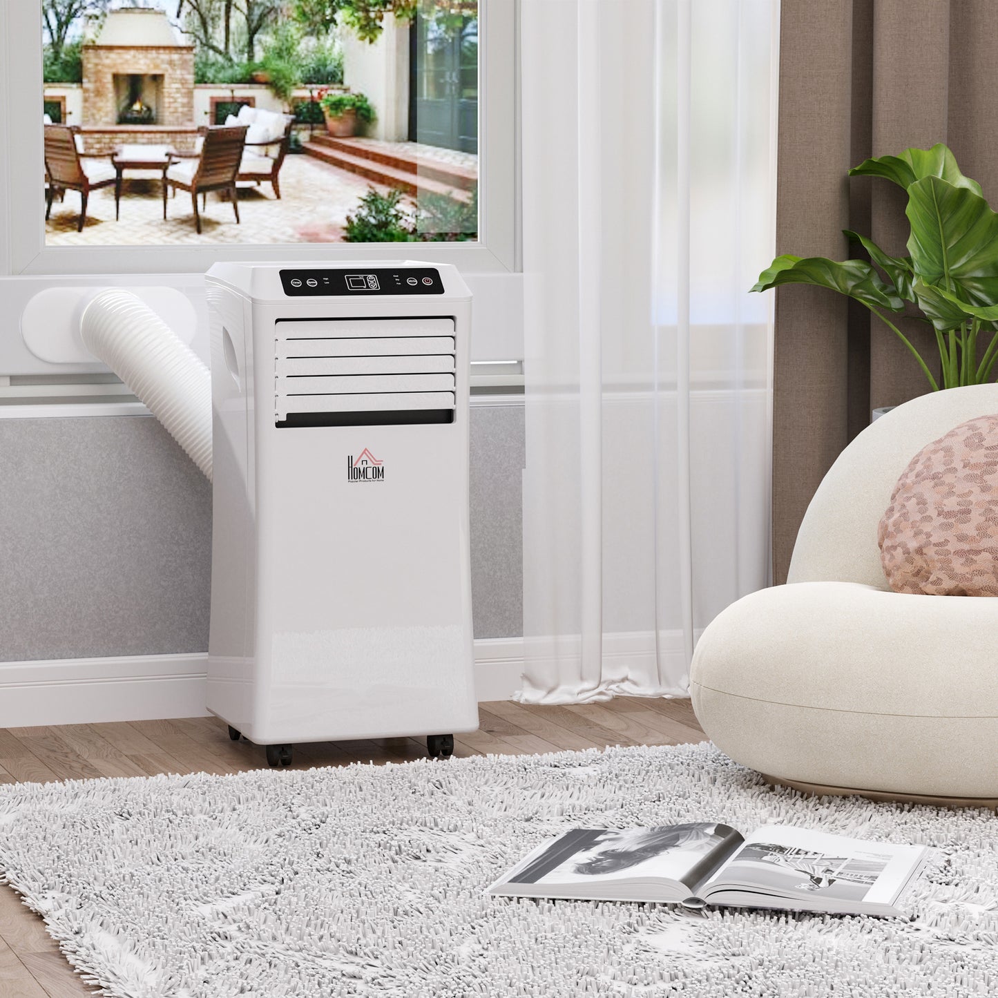 HOMCOM 557W Mobile ABS Plastic Air Conditioner w/ Remote Control White