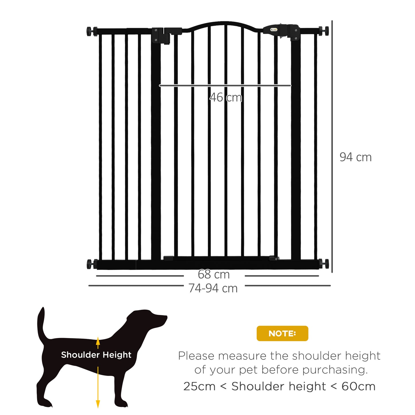 PawHut Metal Pet Safety Gate Dog Gate Folding Fence, Black