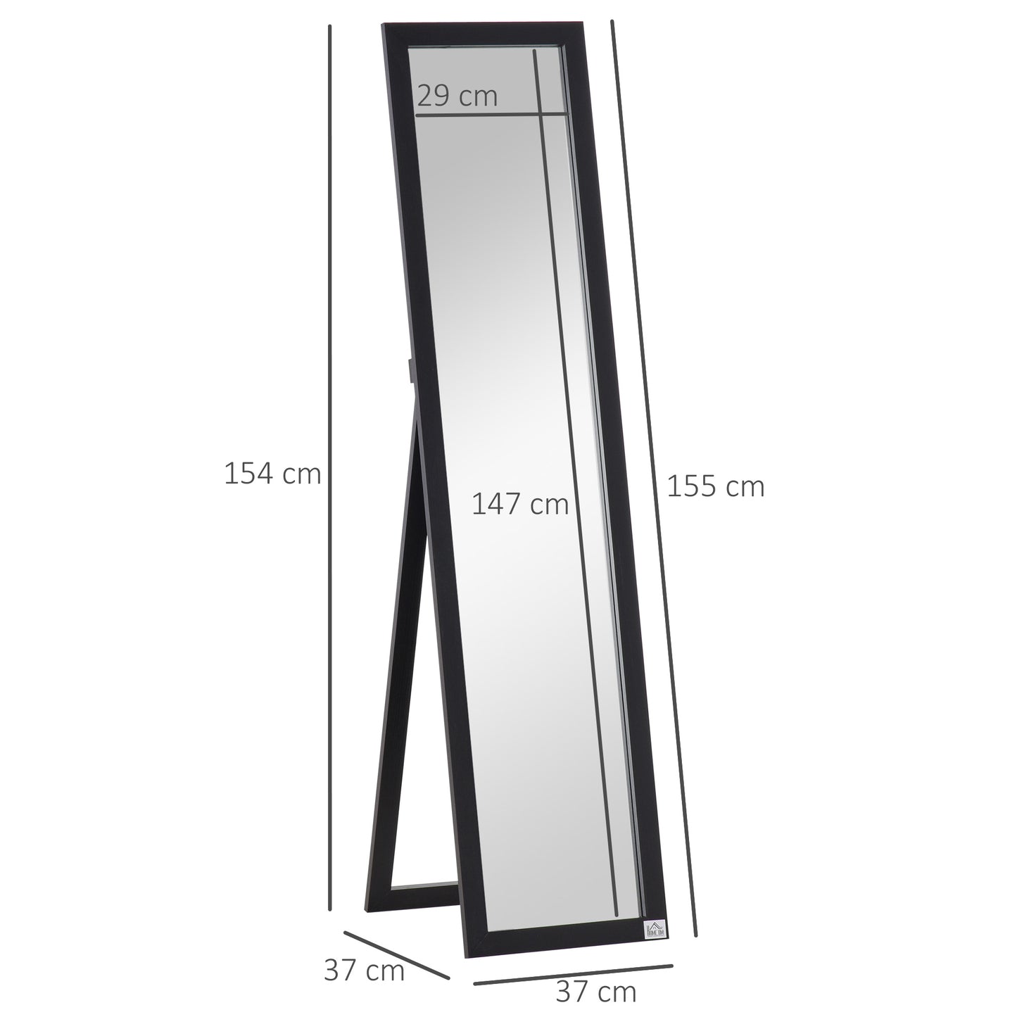 HOMCOM Full Length Mirror for Bedroom Free Standing Dressing Mirror Wall Mirror for Living Room 37 x 154 cm