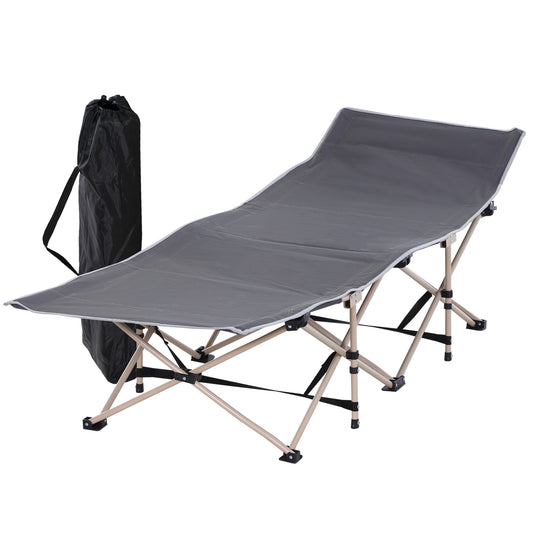 Outsunny Single Person Folding Camping Cot Portable Camp Sleeping Bed With Carry Bag