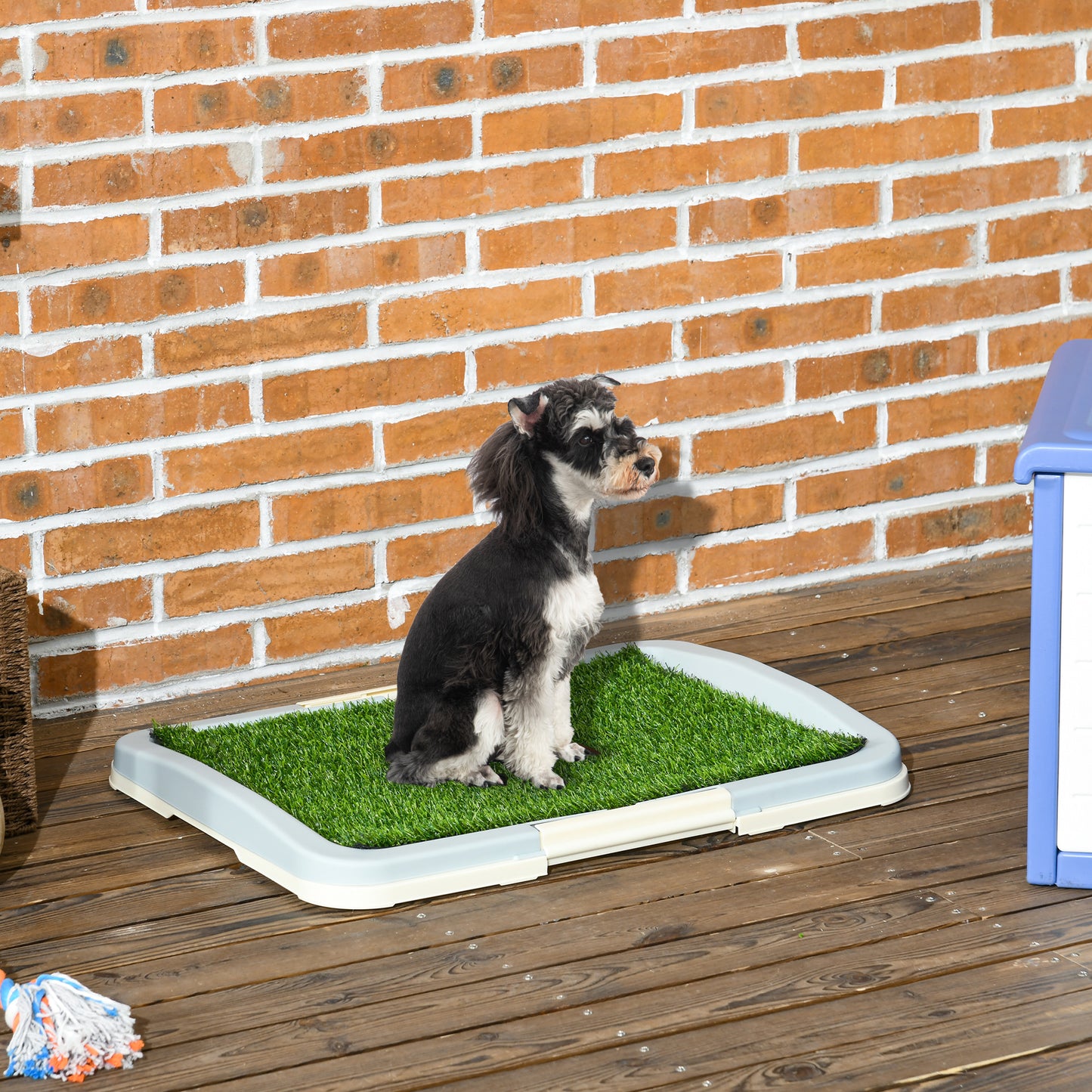PawHut Puppy Training Pad Indoor Portable Puppy Pee Pad with Artificial Grass Grid Panel Tray 63 x 48.5cm