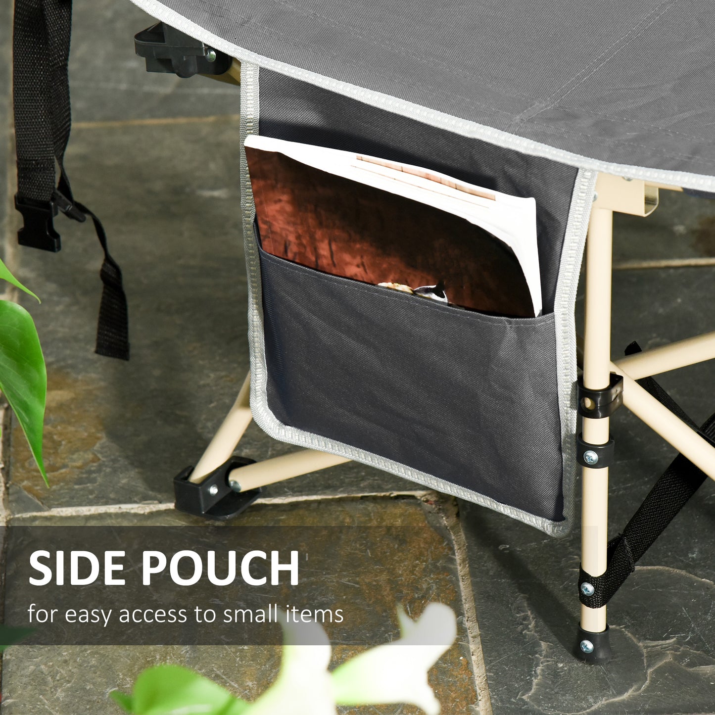 Outsunny Single Person Folding Camping Cot Portable Camp Sleeping Bed With Carry Bag