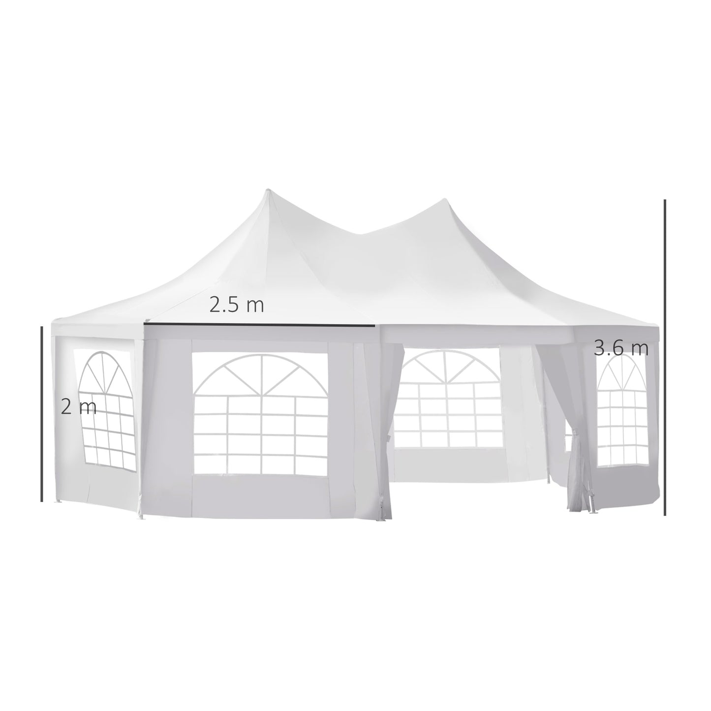 Outsunny 6.8m x5m Octagonal Party Tent / Wedding Marquee-White