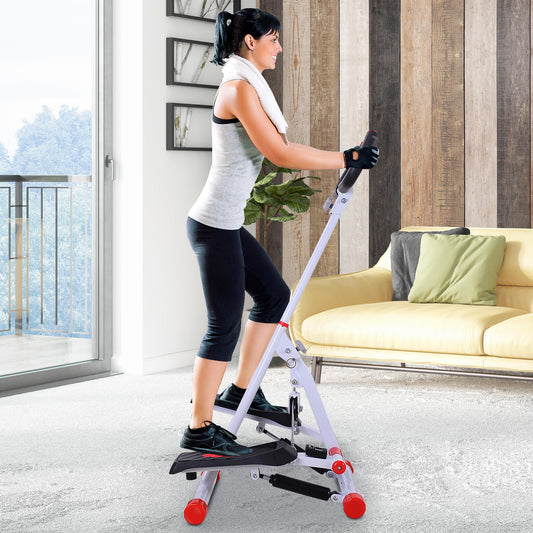 HOMCOM Foldable Stepper Steel Home Equipment Exercise with Handles White Red