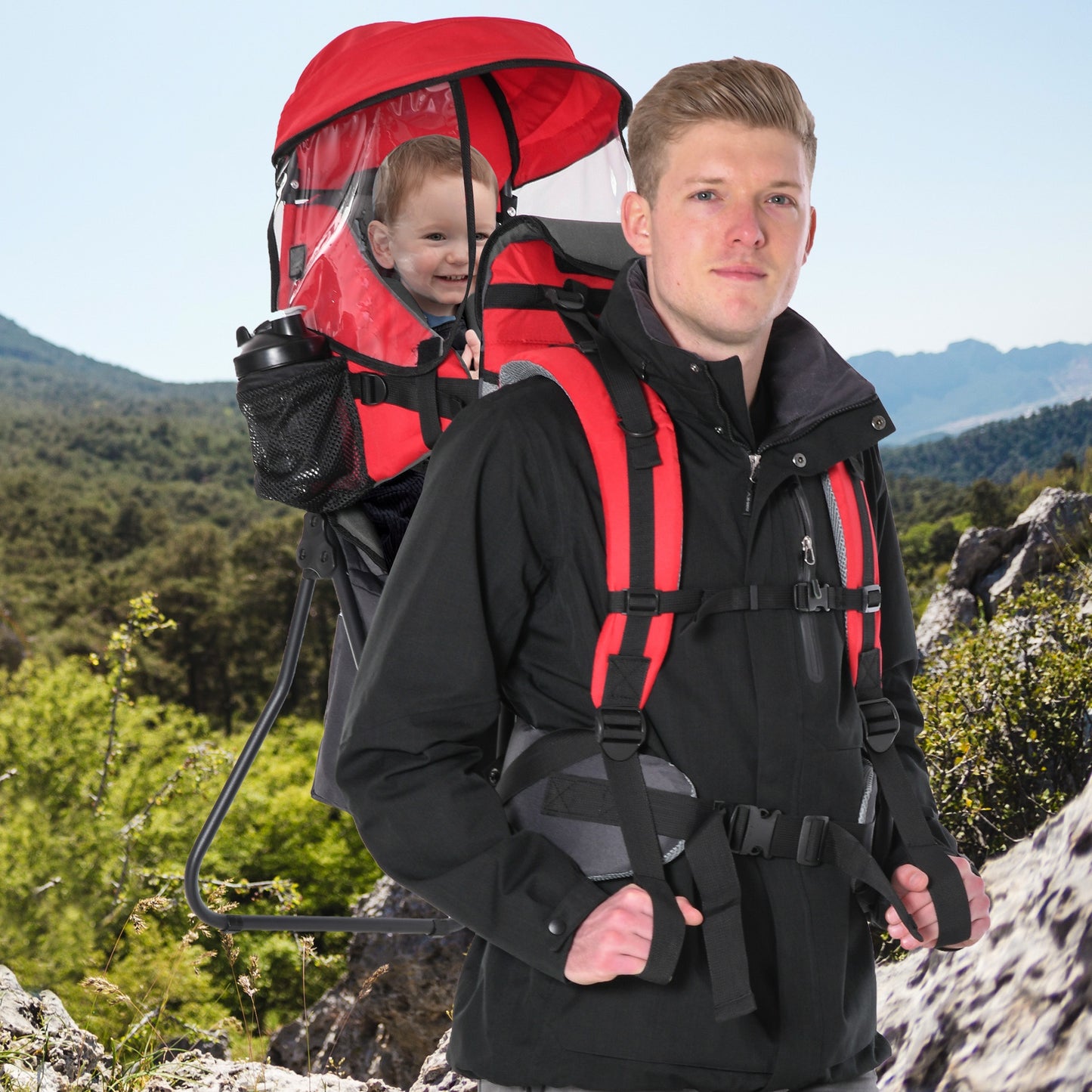 HOMCOM Baby Backpack Carrier for Hiking Child Carrier with