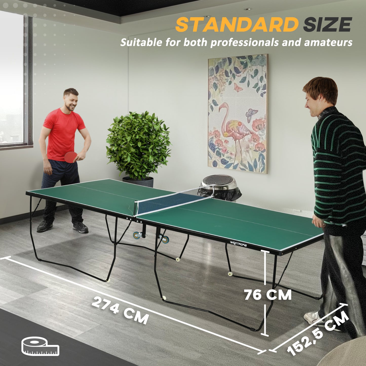 SPORTNOW 9FT Outdoor Folding Indoor Sports Table, with Wheels