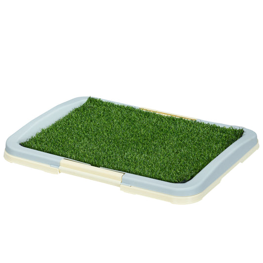PawHut Puppy Training Pad Indoor Portable Puppy Pee Pad with Artificial Grass Grid Panel Tray 63 x 48.5cm
