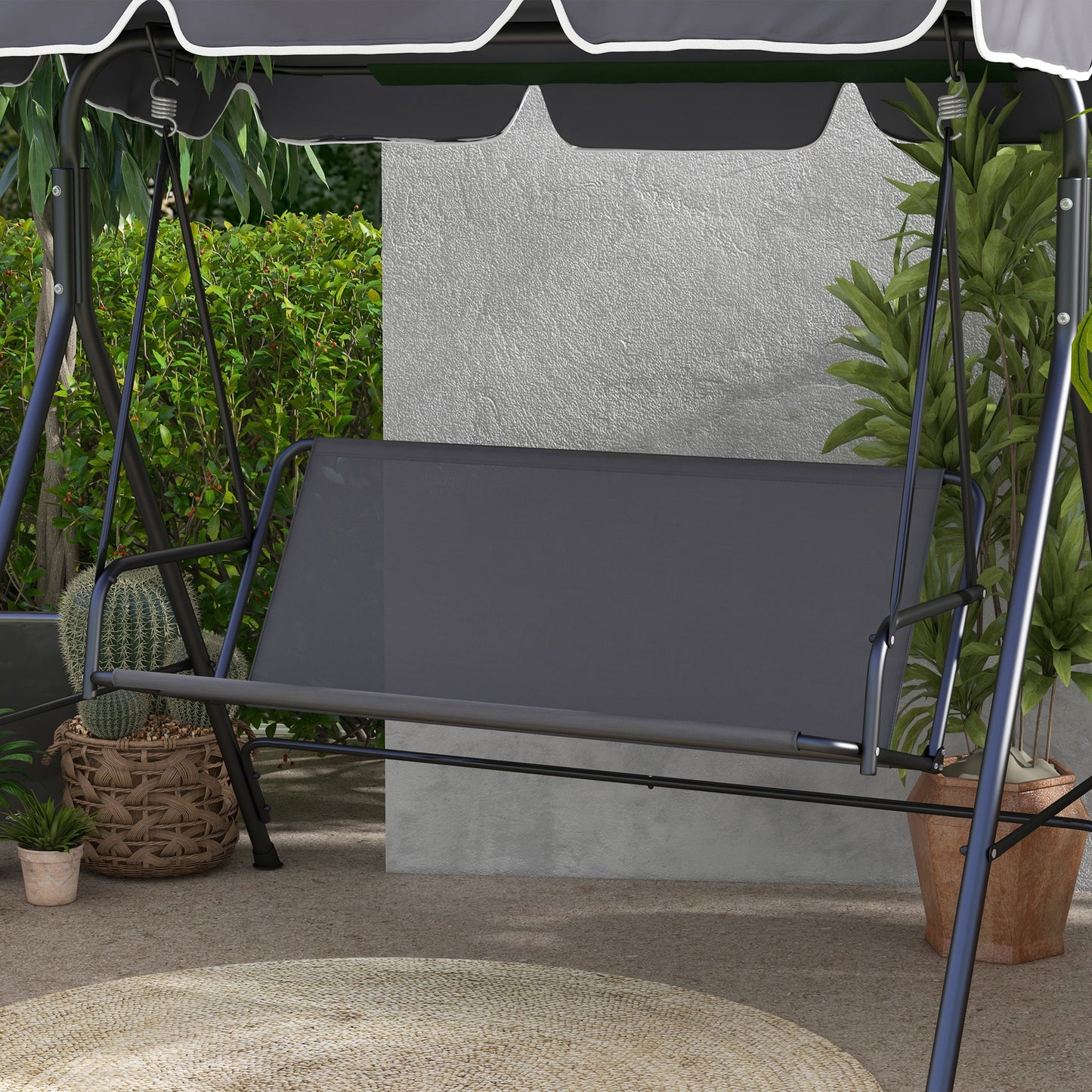 Outsunny Garden Swing Seat Cover Replacement, for 2 and 3 Seater Swing Bench, 115cm x 48cm x 48cm, Dark Grey