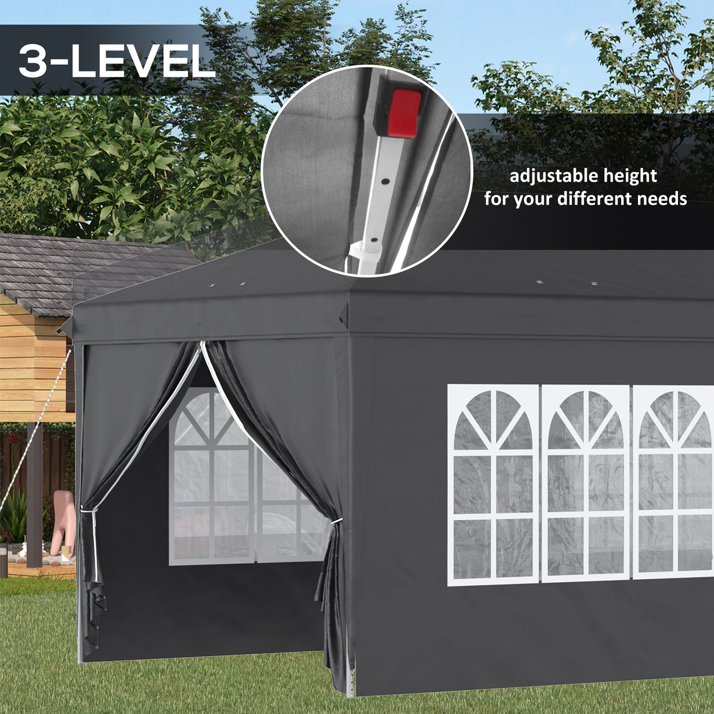 Outsunny 3 x 6m Pop-Up Gazebo, with Removable Walls - Black