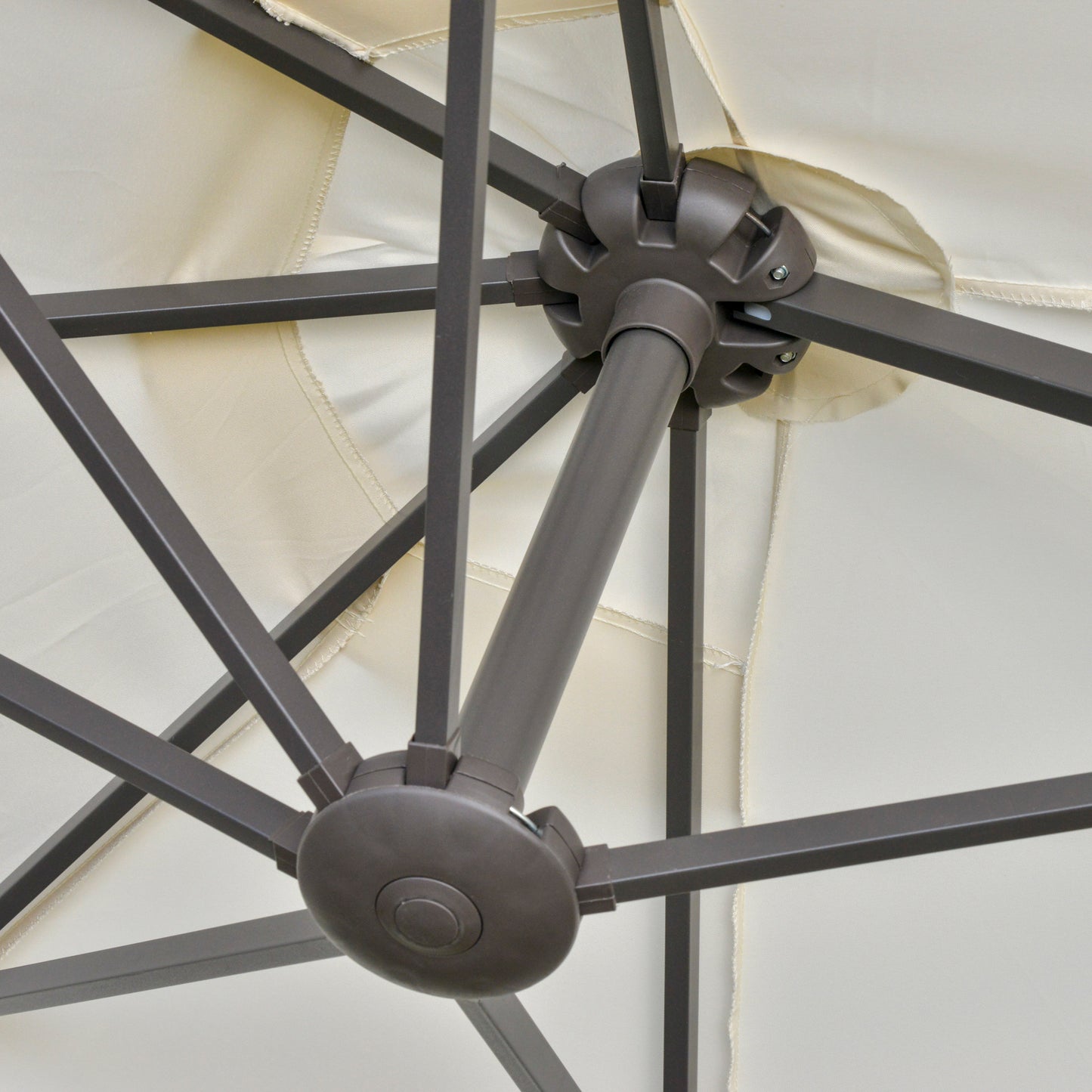 Outsunny 4.6m Garden Parasol Double-Sided Sun Umbrella Patio Market Shelter Canopy Shade Outdoor Off White Double-side