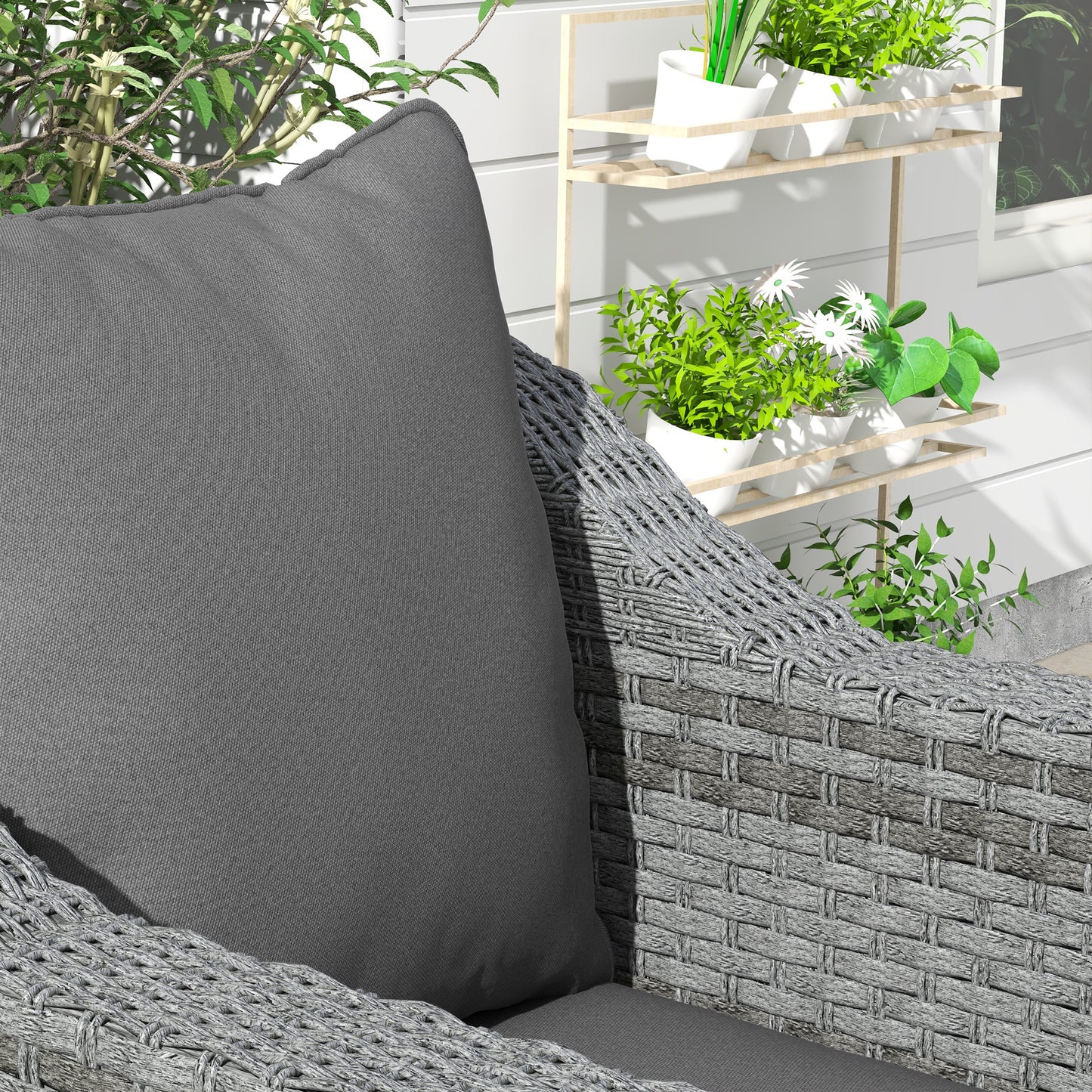 Outsunny 1-Piece Back and Seat Cushion Pillow Replacement, Patio Chair Cushion Set for Indoor Outdoor, Charcoal Grey