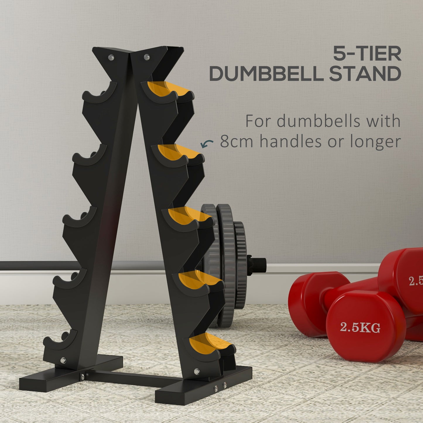 SPORTNOW FiveTier Dumbbell Storage Rack for Home Gym Exercise Black