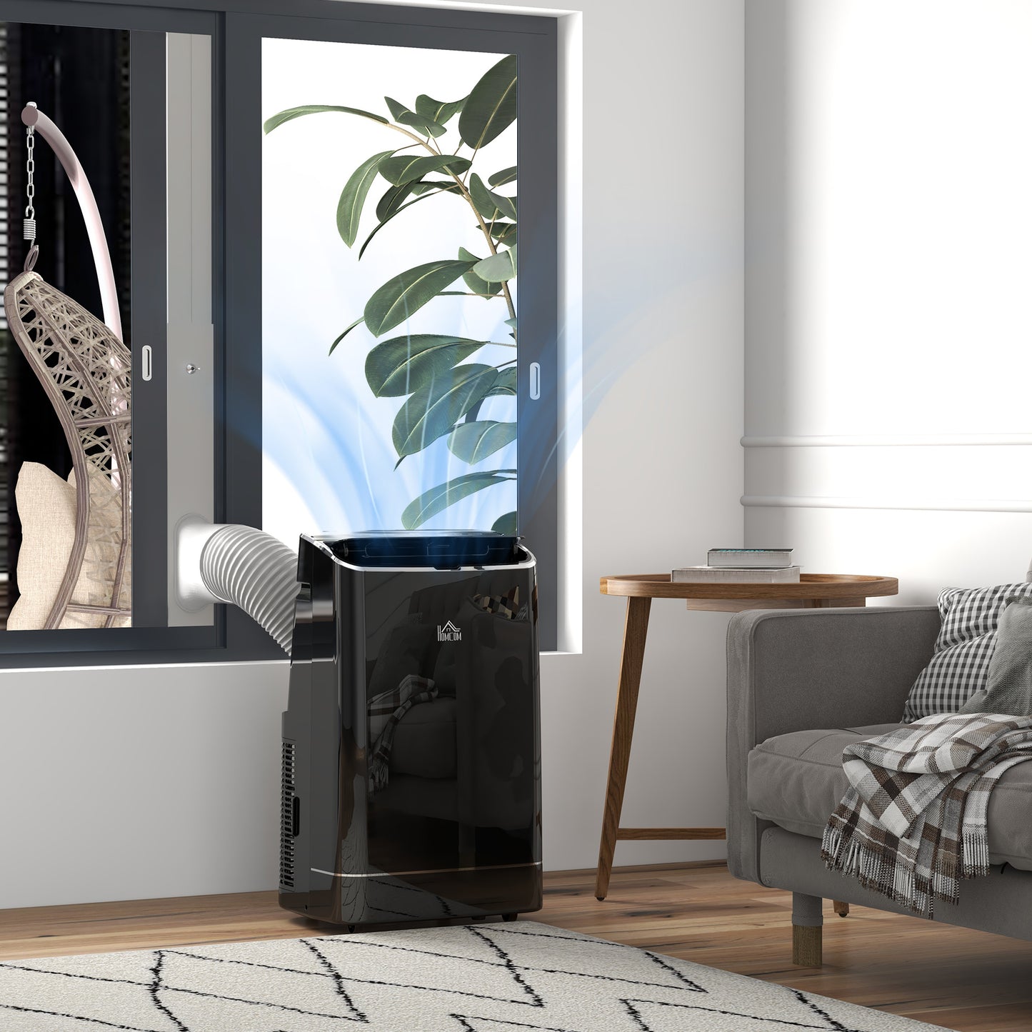 HOMCOM 14,000 BTU Mobile Air Conditioner, 35m², Smart Home WiFi, with Dehumidifier, Fan, 24H Timer, Window Kit, Black