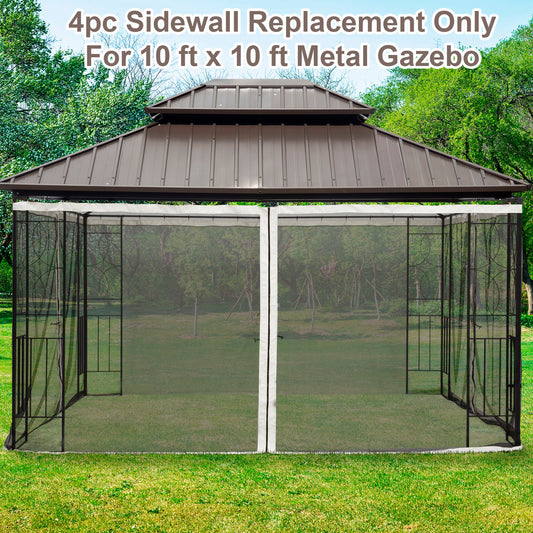 Outsunny Universal Replacement Mesh Sidewall Netting for 10' x 13' Gazebos and Canopy Tents with Zippers, (Sidewall Only) Black