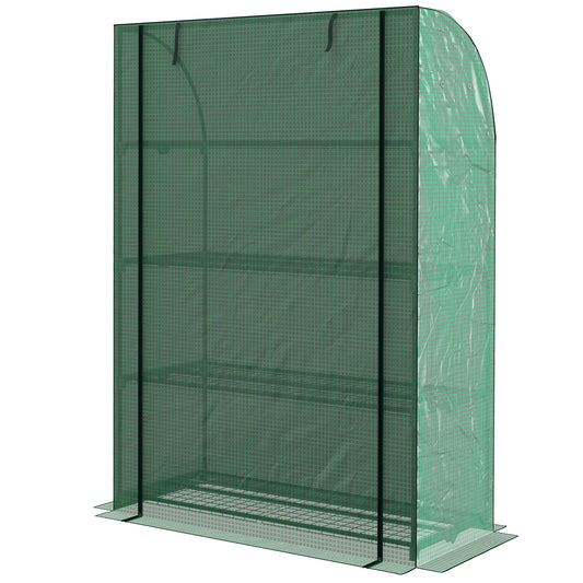 Outsunny 4 Tier Mini Greenhouse with Reinforced PE Cover Portable Indoor Outdoor Green House with Rollup Door and Wire Shelves 170H x 120W x 50Dcm Green