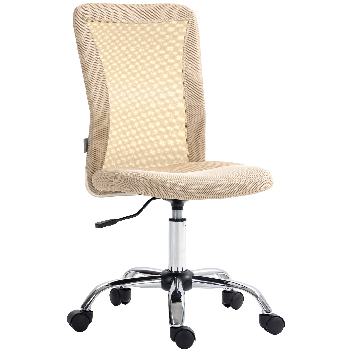 Vinsetto Computer Desk Chair Mesh Office Chair with Adjustable Height and Swivel Wheels Armless Study Chair Beige