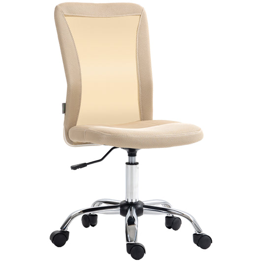 Vinsetto Computer Desk Chair Mesh Office Chair with Adjustable Height and Swivel Wheels Armless Study Chair Beige