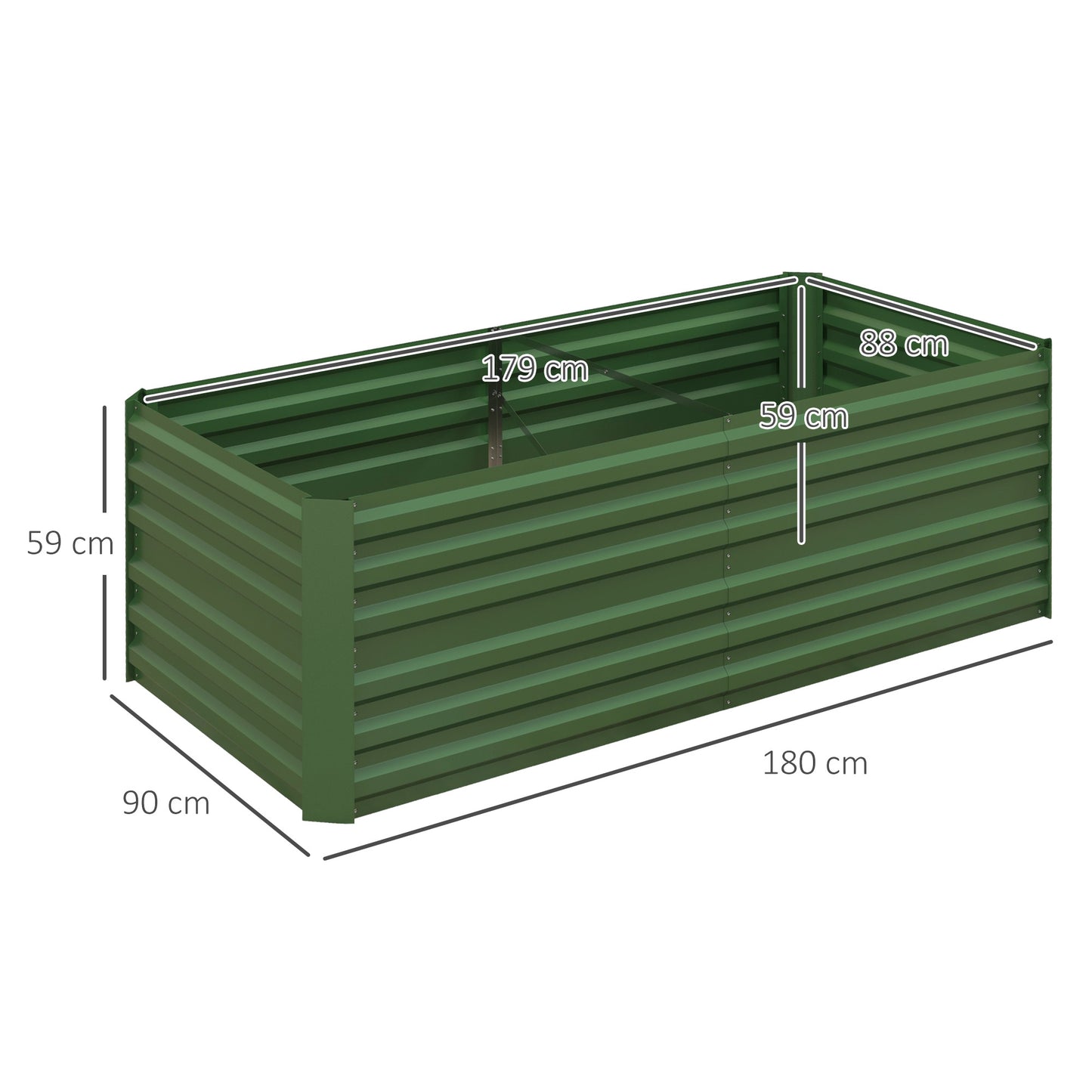 Outsunny Raised Beds for Garden Galvanised Steel Outdoor Planters with Multireinforced Rods 180 x 90 x 59 cm Green