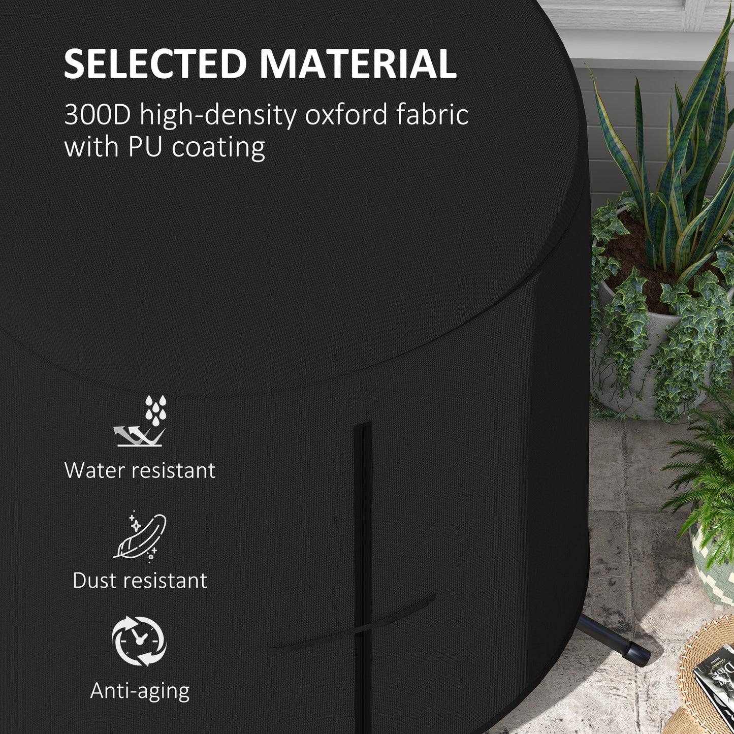 Outsunny Hanging Egg Chair Cover, Outdoor Single Swing Chair Cover, Waterproof Anti-dust Furniture Protector with Zipper, 300D Oxford Fabric for 200 x 230cm Stand, Black