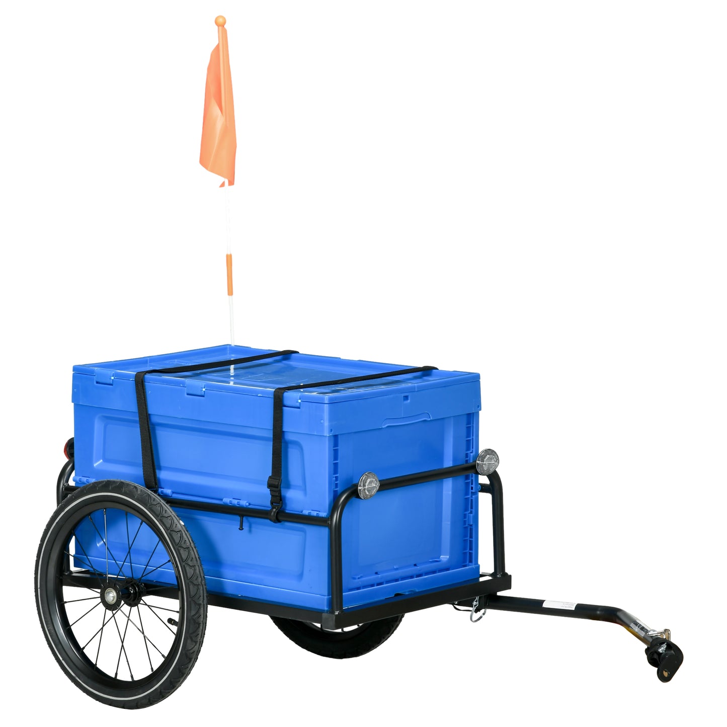 HOMCOM Steel Trailer for Bike, Bicycle Cargo Trailer with 65L Storage Box and Foldable Frame, Max Load 40KG, Blue