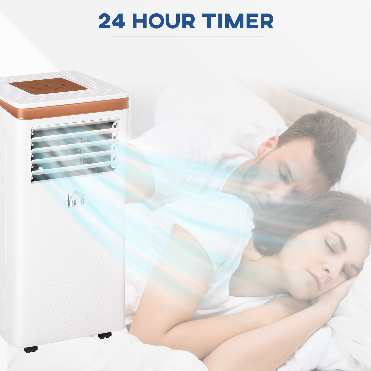 HOMCOM 7000 BTU 4-In-1 Compact Portable Mobile Air Conditioner Unit Cooling Dehumidifying Ventilating w/ Fan Remote LED Display 24 Hr Timer Auto Shut-Down Home Office