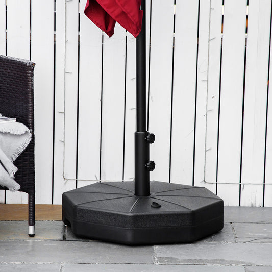 Outsunny Octagonal Garden Parasol Base Holder Outdoor Market Umbrella Stand Weights, Water or Sand Filled, Black Filled