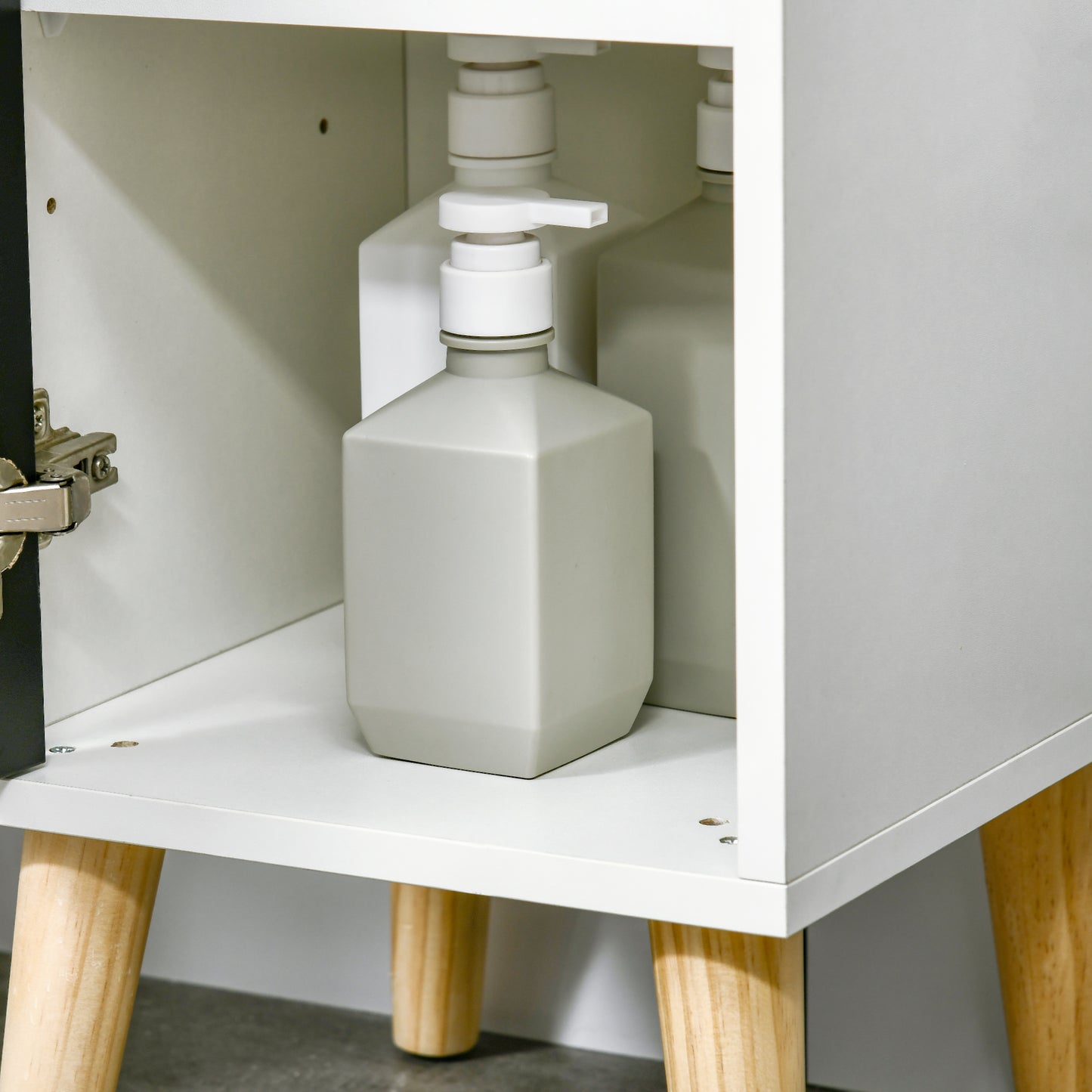 kleankin Bathroom Storage Cabinet, Bathroom Floor Standing Tallboy Unit with Adjustable Shelves and Cabinet, White