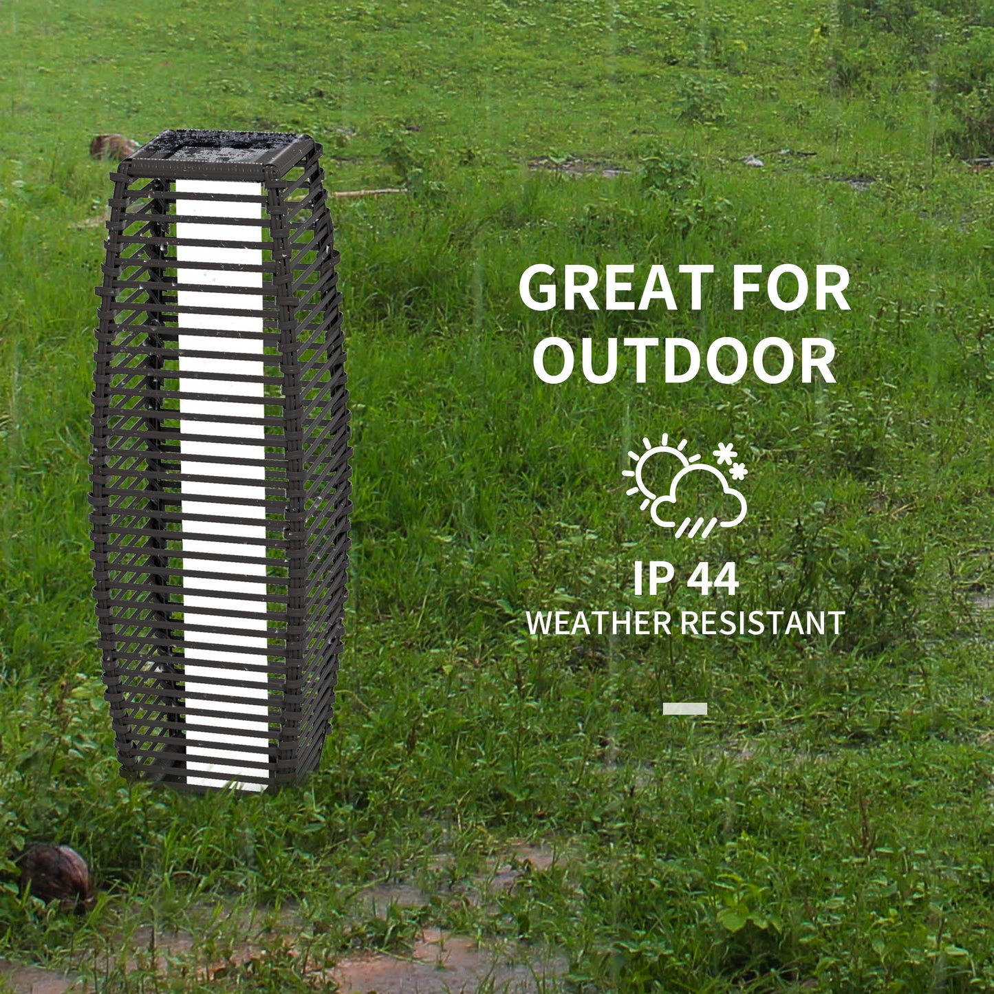 Outsunny Solar Floor Lamp, Outdoor Garden Lantern Pathway Light & Decorative Lighting w/ Auto On/Off LED Lights for Porch, Yard, Grey