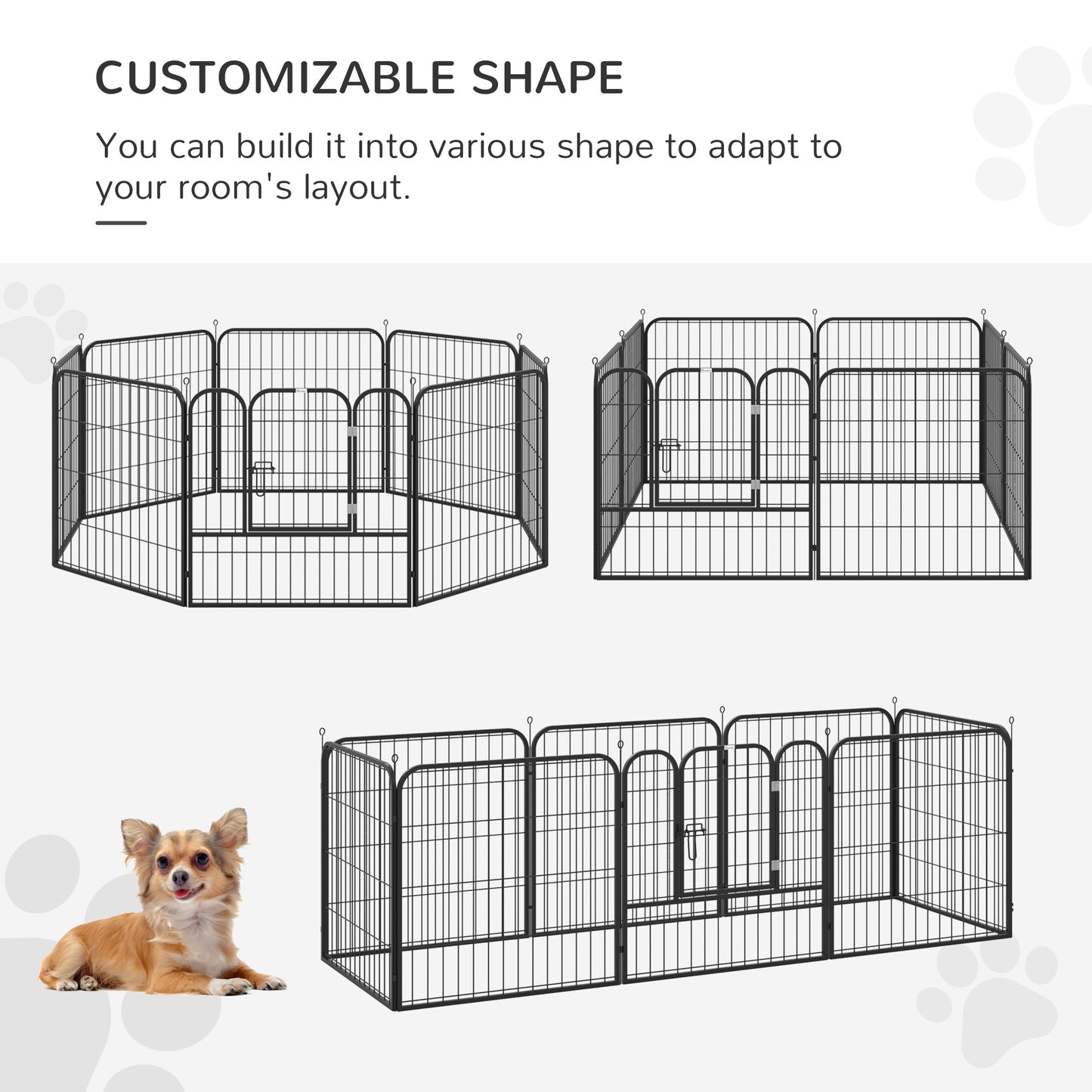 Pawhut Heavy Duty Dog Pens Pet Puppy Metal PlayPen Rabbit Pig Hutch Run Enclosure Foldable Black 79 x 79cm (Medium) 0.79 0.79m House Guinea