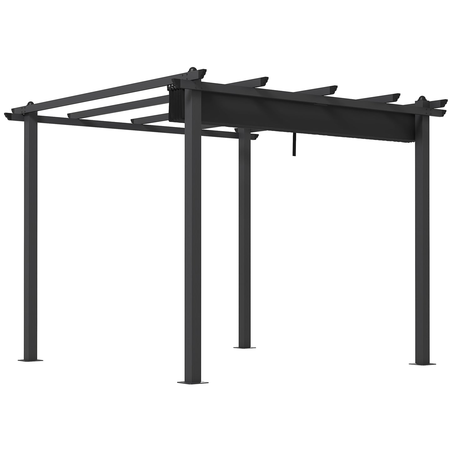 Outsunny 3 x 3(m) Aluminium Pergola, with Retractable Roof - Dark Grey