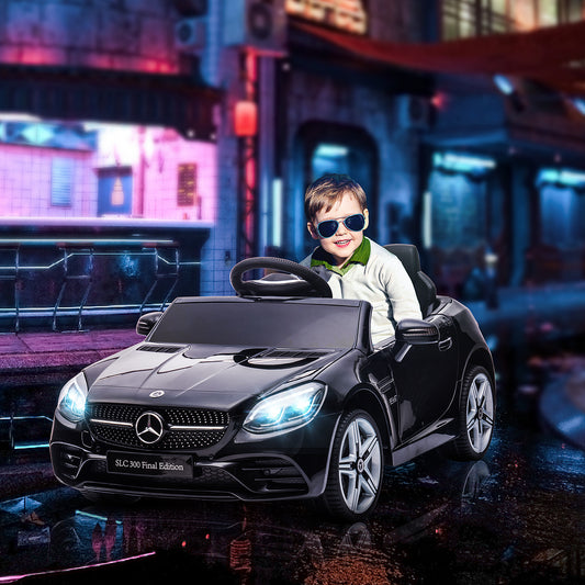 AIYAPLAY Mercedes Benz SLC 300 Licensed 12V Kids Electric Ride On Car with Parental Remote Two Motors Music Lights Suspension Wheels for 3-6 Years Black