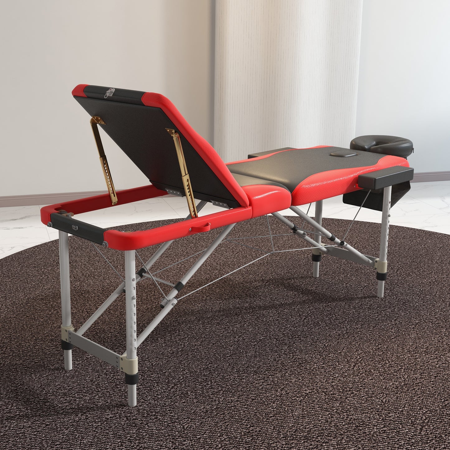 HOMCOM Foldable Massage Table Professional Salon SPA Facial Couch Bed Black and Red