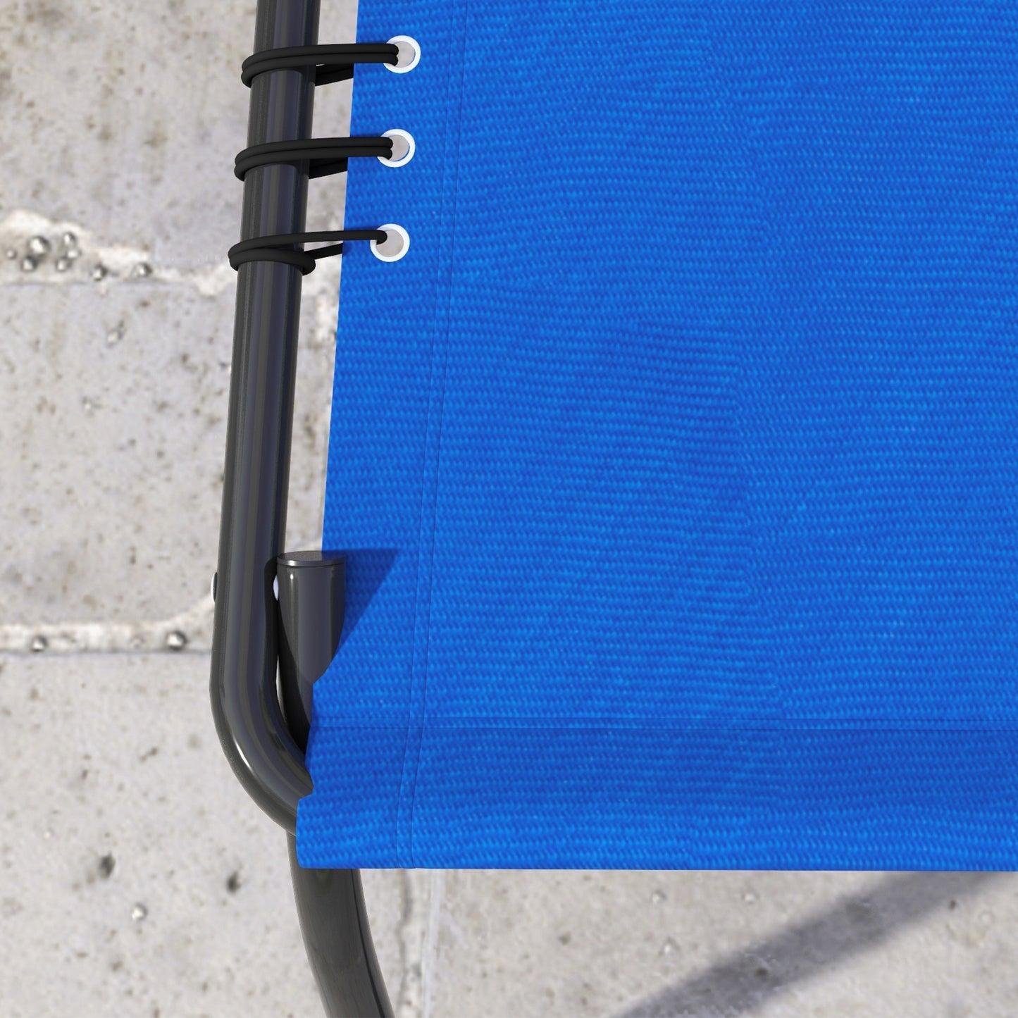 Outsunny 2 Pcs Folding Sun Lounger Beach Chaise Chair Garden Cot Camping Recliner with 4 Position Adjustable Blue