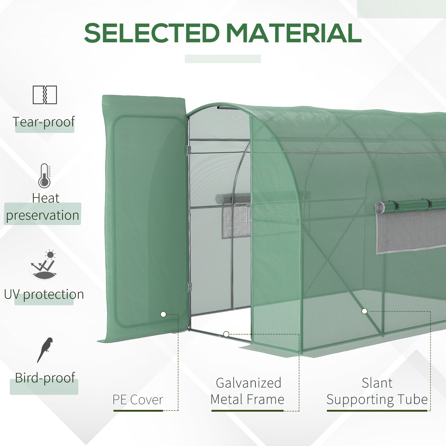 Outsunny 3 x 2m Walk-In Greenhouse, with Metal Frame and Door