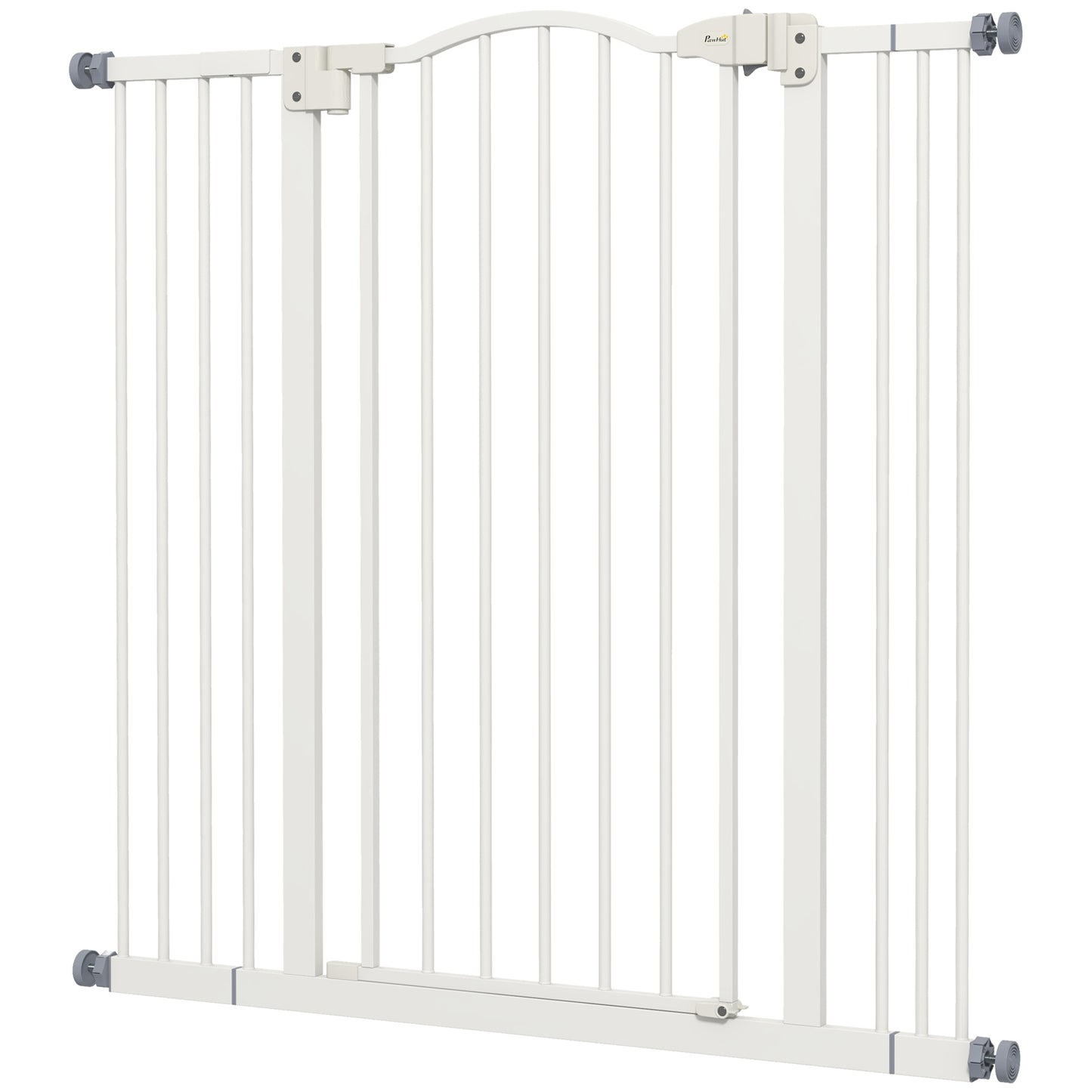 PawHut Metal Pet Safety Gate Dog Gate Folding Fence, White