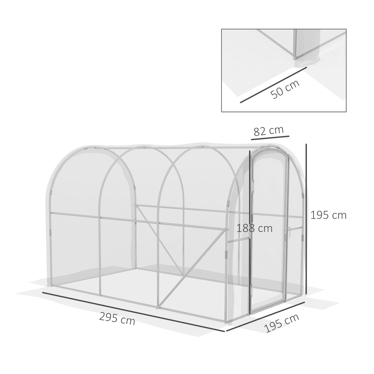Outsunny Polytunnel Greenhouse Walkin Grow House with PE Cover Door and Galvanised Steel Frame 3 x 2 x 2m Clear
