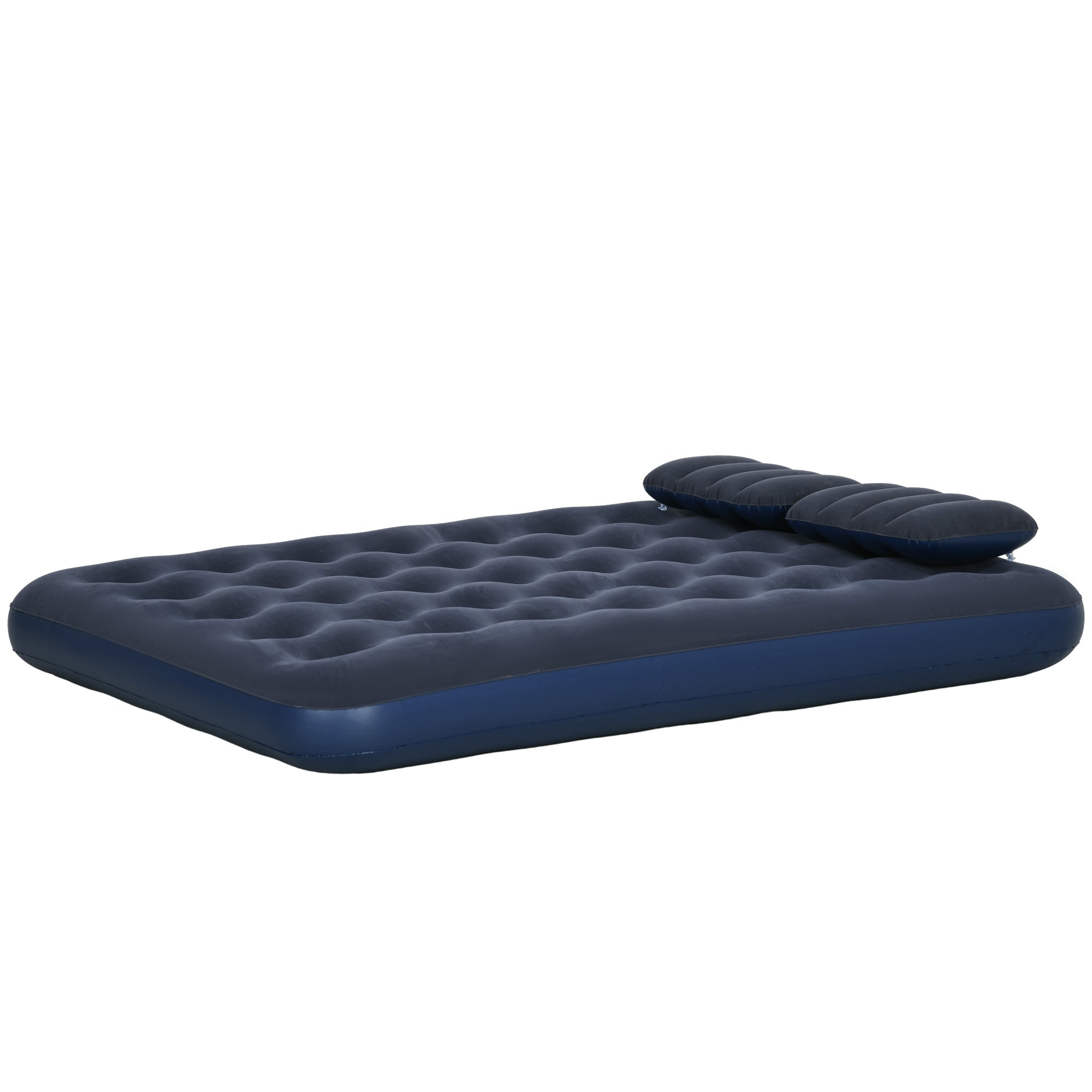 Outsunny Inflatable Queen Size Air Bed, with Built-In Hand Pump - Blue ...