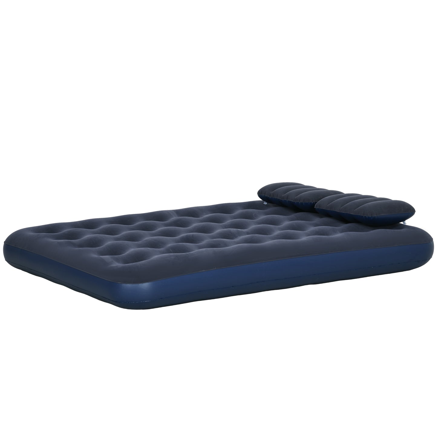 Outsunny Inflatable Queen Size Air Bed, with Built-In Hand Pump - Blue