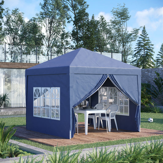 Outsunny 3 x 3m Pop-Up Outdoor Gazebo, with Removable Walls - Blue