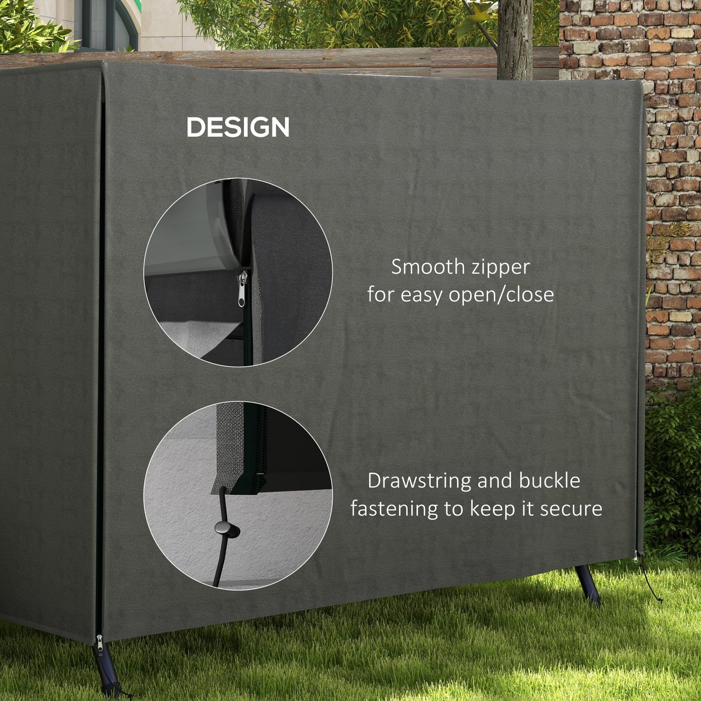 Outsunny 600D Oxford Patio Swing Chair Cover Outdoor Garden Furniture Rain Protection Protector Waterproof Anti-UV, 205 x 124 x 164 cm, Dark Grey